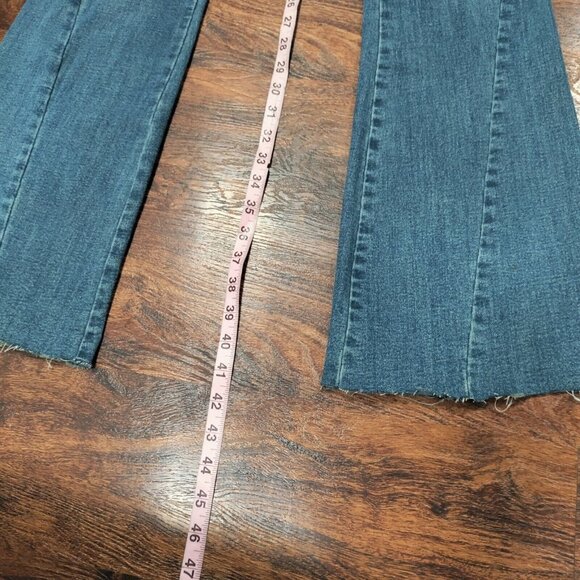 70s Flare Leg Whimsy Flower Y2K High waist Denim Jeans 27 - Picture 7 of 11